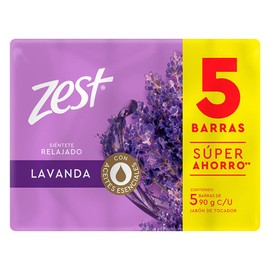 Jabón Zest Lavanda paquete 5 barras de 90g c/u