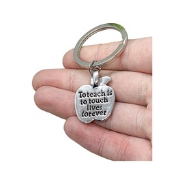 Teacher Keychain, Apple-Shaped Charm, 'To Teach Is To Touch Lives Forever' Quote, Appreciation (Miss Fit Boutique)