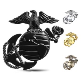 U.S.Marine Corps Car Emblem – 3D Eagle Globe Anchor Metal Decal, 3.3"x3.1" Weatherproof Military Sticker, Universal Fit for Cars, Trucks, Gifts for Veterans & Supporters (Black)
