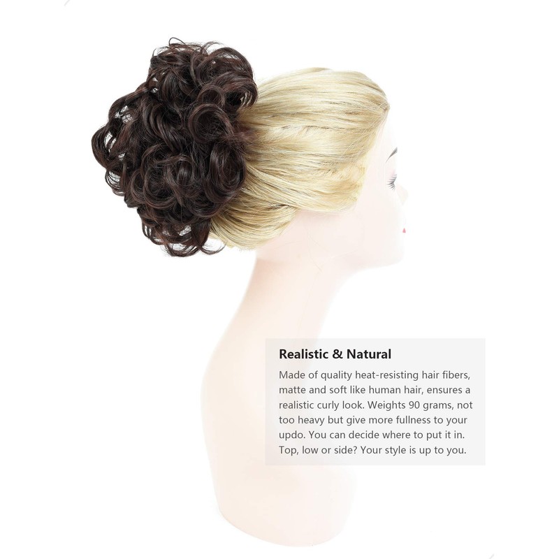 Yamel Chignon Hairpiece Curly Bun Scrunchie Extensions Medium Brown Synthetic