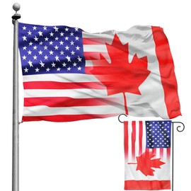 JAIARA USA Canada Friendship Flag 4x6 Ft and Garden Flags 12x18 Outdoor Decorations Banner Friendly Flags, Home Lndoor Party Vivid Color and Double Sided Print