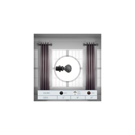 Maykoosh Tuscan Temptations Two Steel Rods with Four Resin Finials, Black, 18 Inch - Set of 2 Curtain Rods, Single Curtain Rods for Small Windows, Resin Finial Curtain Rods