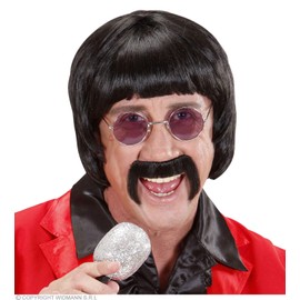 Mens 60s Music Man withTash - Black Wig for Hair Accessory Fancy Dress