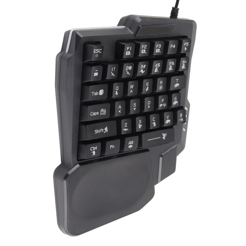 One Handed Gaming Keyboard 35 Keys Waterproof Wide Palm Rest