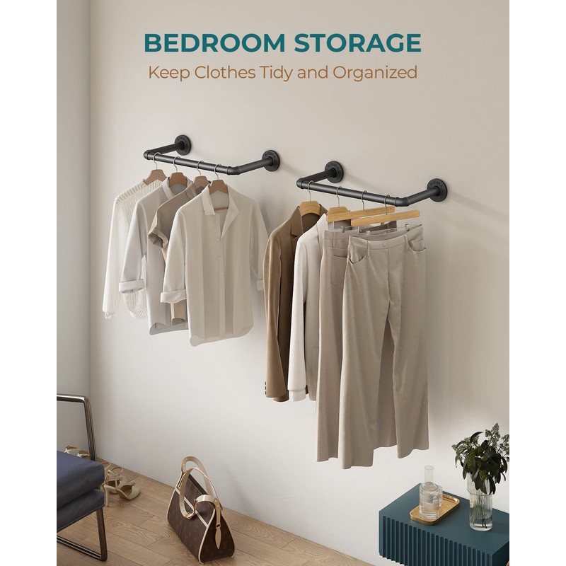 OROPY Industrial Pipe Clothes Rack 21.2” Set of 2, Heavy