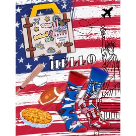 Rainbow Socks – American Socks In A Suitcase – For A Traveller, Tourist, Fan Of The USA – 1 Pair- Size 4-7