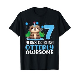 7 Years Of Being Otterly Awesome 7th Birthday Cute Otter T-Shirt