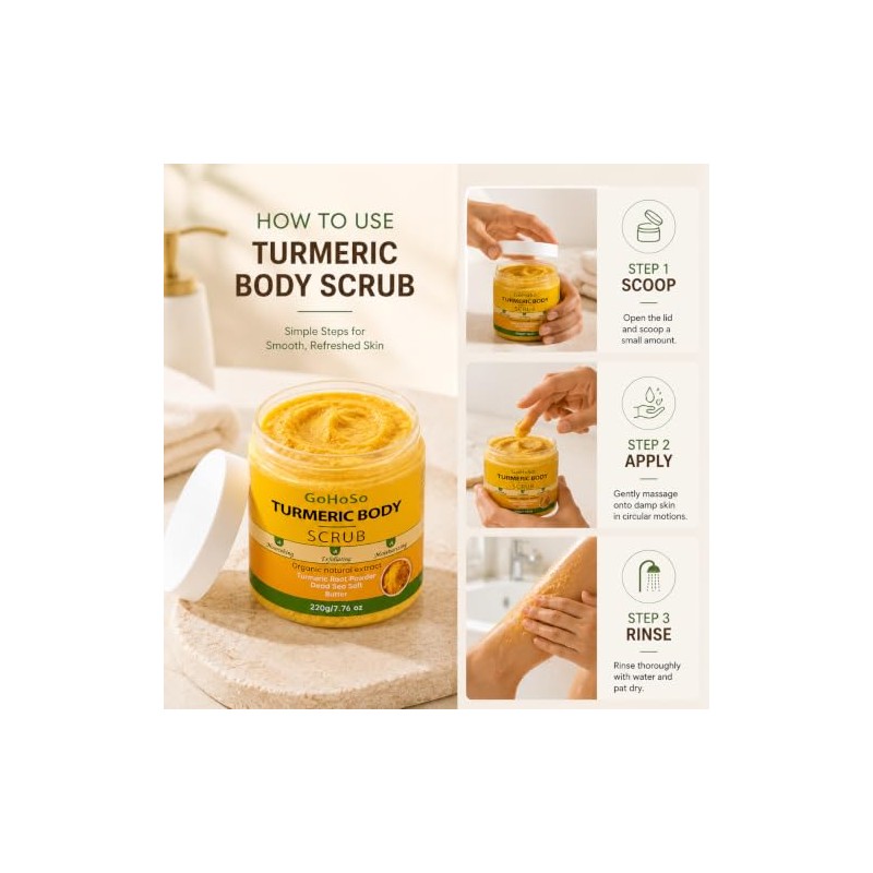 Turmeric Body Scrub with Dead Sea Salt and Butter, 7.76