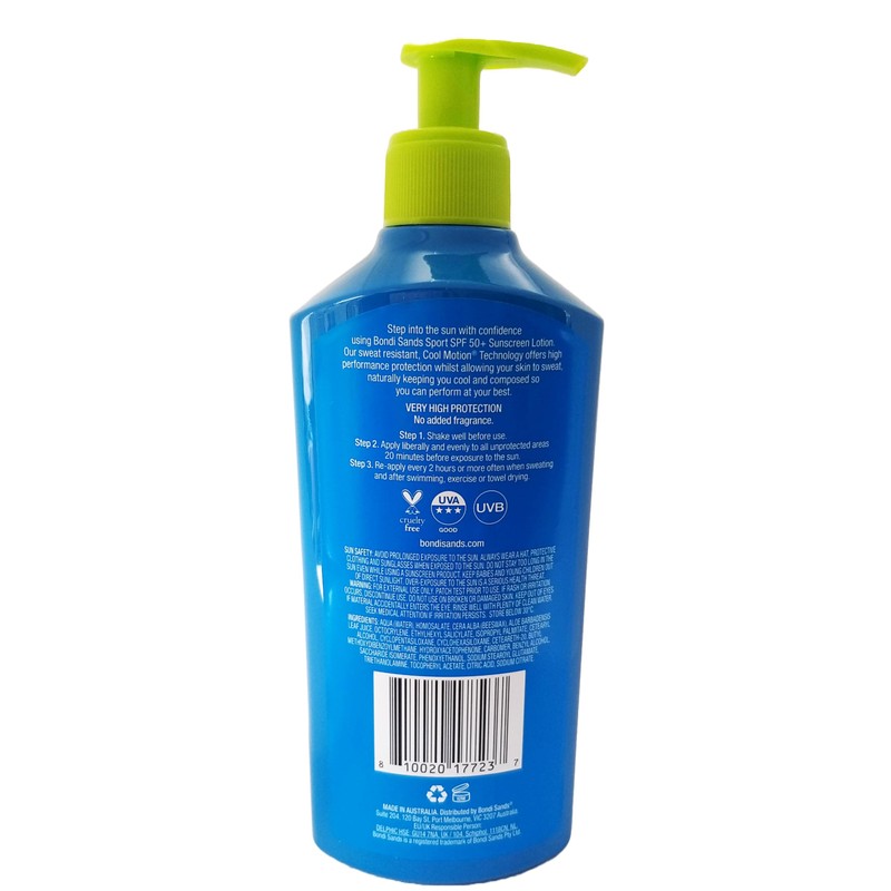 Bondi Sands Sport SPF 50+ Sunscreen, 400ml, 4hr Water &