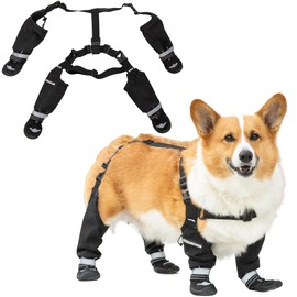 Hokkaido Paws Suspender Boots – Classic Series, Durable Waterproof Dog Rain Boots with Non-Slip Rubber Sole – Adjustable Buckles, Straps, Zippers – Protects Against Rain, Mud, Glass, Hot Pavement (S)