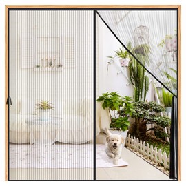 Magnetic Screen Door - Fit 48x80inch, Size 50x81inch, Keeps Bugs & Mosquito Out - Magnet for Interior/Outdoor Doors, Black