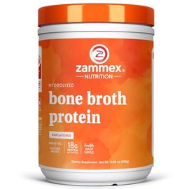 Zammex- Polvo de Proteína de Caldo de Hueso de Carne 100 Alimentada con Hierba, Proteína 20G, Péptidos de Colágeno Hidrolizado Tipo 13,
