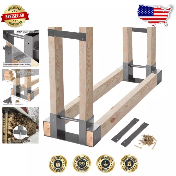 Unbranded Customizable Outdoor Firewood Storage Bracket Kit with Rust Resistant