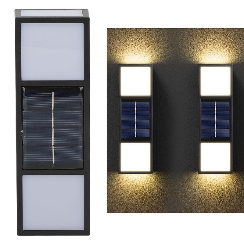 2 Sets Solar Wall Lamp IP65 Protection Grade Bidirectional Multifunctional