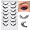 JIMIRE False Eyelashes Clear Band Small Faux Mink Lashes Natural