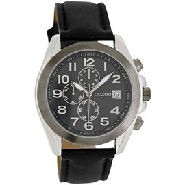 Oozoo Watch with leather strap special item outlet at reduced price variant 1, C6199 - Black/Black, Strap.