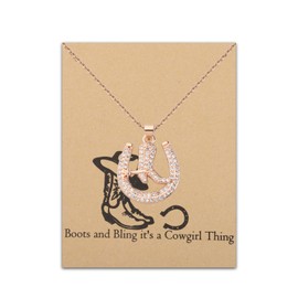 BEKECH Cowgirl Jewelry Boots and Bling It's a Cowgirl Thing Necklace with Western Wild West Cowgirl Texas Boot Charm Equestrian Gift Horse Lover Gift (necklace 4)