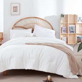 weigelia Full Size Comforter White Modern 3PCS Microfiber Full Size Comforter Sets for All Season Comforter for Men, Women and Girls Soft Lightweight Bed Comforter Set