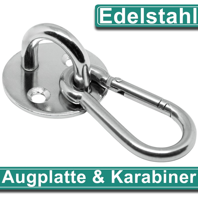 PRIOstahl Eyelet Plate Carabiner Hook - 4 x Round Eye