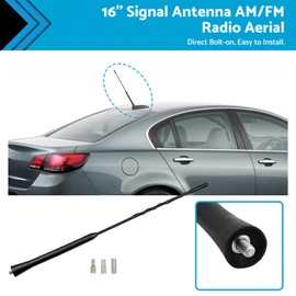 MAX COOL 16'' Car Power Antenna Radio AM FM Signal Antenna Mast Aerial Replacement Suitable for Nissan Navara 2005-ON Black