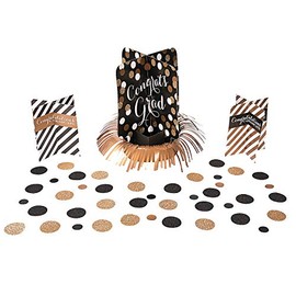 Fun Express - Black & Gold Grad Table Decor Kit for Graduation - Party Decor - General Decor - Centerpieces - Graduation - 23 Pieces