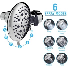 Apthrill 3-Way High Pressure Shower Head Combo – 9 Spray Settings Handheld Shower Head and 6 Spray Settings Rain Showerhead with 60 Inch Hose