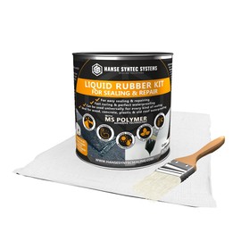 HSS Liquid Rubber KIT Grey – MS Polymer Sealant for Roof, Cracks, Walls & Any Repairs, Solvent-Free, Flexible Liquid Membrane - incl. Reinforcement & Brush - Grey - 25.7oz