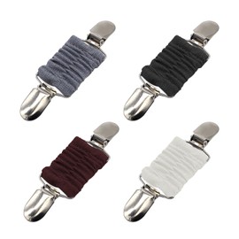 Pack of 4 Cardigan Clips, Sweater Clips, Scarf and Scarf Clips, Anti-Exposure Buckles, Suitable for Shirts, Sweaters, Scarves (Black + Grey + White + Burgundy) (11.5 x 3.1 cm), Metal
