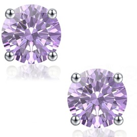 LAVUMO Sterling Silver Stud Earrings, Zircon Crystal, 14K Gold/White Gold Plated, Hypoallergenic (2, 6.5)