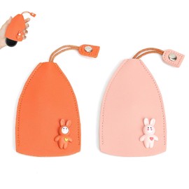 DOETYD 2 PCS PU Leather Car Key Case, Cute Pull Type Key Coverfor Men and Women, PU Key Bag Pull Out Key Sleeve Cartoon Key Organiser for Storing Keys