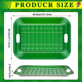 gisgfim 2Pcs Football Serving Trays 16.1 X 11.1 Inch Large Melamine Football Trays Platters with Handles Football Stadium Food Server Tray for Game Day Snacks 2024 Tailgate Birthday Party Decorations