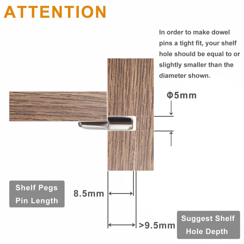 WINKING MOON 80 Pack 5mm Shelf Pins Spoon Shape Cabinet