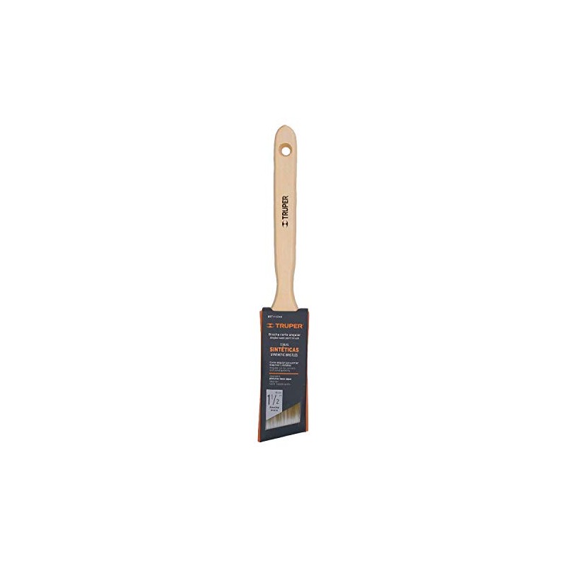 Brocha cerdas sintéticas, mango madera,corte angular, 1-1/2' Truper