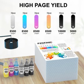 Jetingo High Page Yield 552 Ink Refill Bottles Replacement for 552 T552 Ink Refill Bottle Use for ET-8550, ET-8500（BK PBK C M Y GY）