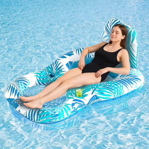 Pool Floats for Adults,Inflatable Chair Lounger Floaties with Drink Holder,Travel