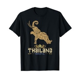Thailand Gifts & Tees Unisex Adult Cotton Black Thai Elephant T-Shirt Small