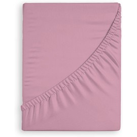 CONCEPT HOME Fitted Sheet Double, Soft Pink - Pocket/Box Size10 inch (25 cm) - Easy Care - Soft Touch Poly Cotton Fabric - Shrinkage and Fade Resistant - Bottom Sheet
