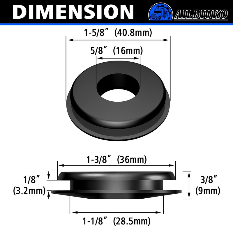 Ailbiuko 50 Pcs Rubber Glad Hand Seals, Black Round Gladhand