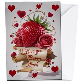 Anniversary Card for Boyfriend Girlfriend Husband Wife, I Love You Berry Much Card A5
