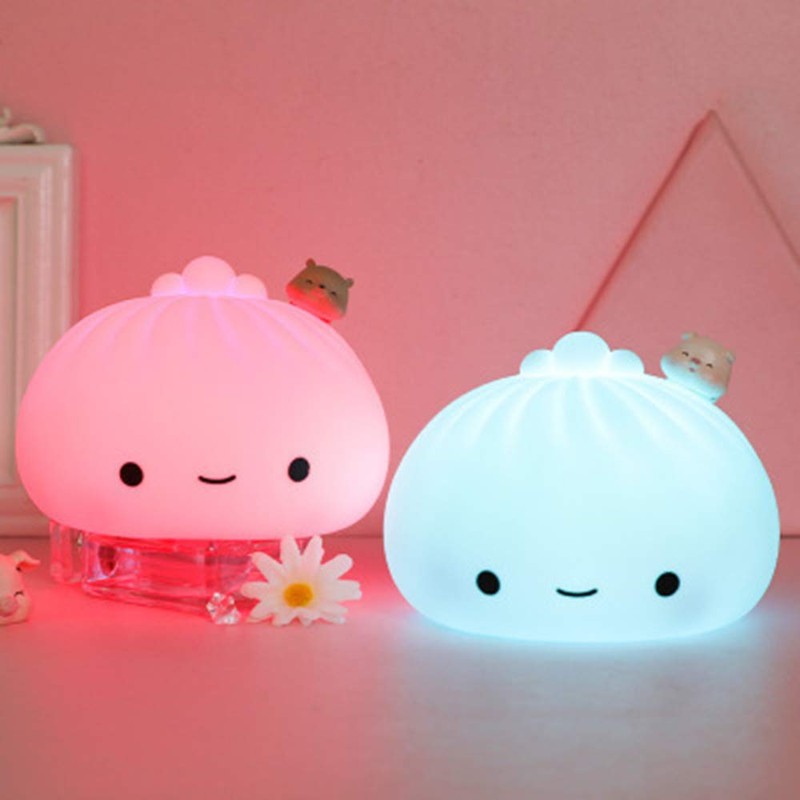 Jmlampee Silica Gel Pat Night Light LED Creative Bun Lamp