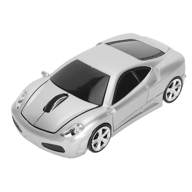 Wireless Mouse Silver Sports Car Style 2.4GHz USB Receiver 1600DPI