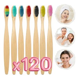 Paquete 120 Cepillo Dientes Bambú Biodegradable Suave                                                                                                 