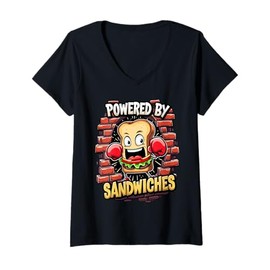 Womens Powered By Sandwiches Cheese Lover V-Neck T-Shirt