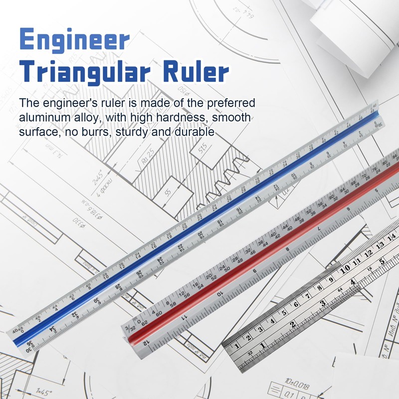 Biaungdo 3 Pack Architectural and Engineer Scale Ruler Set, 12