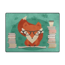 ALAZA Educational Fox Reading Book Area Rug Rugs for Living Room Bedroom 7' x 5'