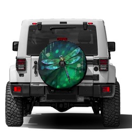 Delerain Spare Tire Cover with Backup Camera Hole Beautiful Dragonfly Wheel Covers Waterproof Dust-Proof UV Sun Universal Fit for RV Trailer RV SUV Truck (18 Inch for Diameter 32"-34")