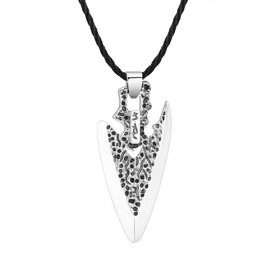 LUTAKU Indian Arrowhead Dagger Pendant Necklace for Men Retro Punk Amulet Charm Black Leather Clavicle Chain Vintage Amulet Jewelry