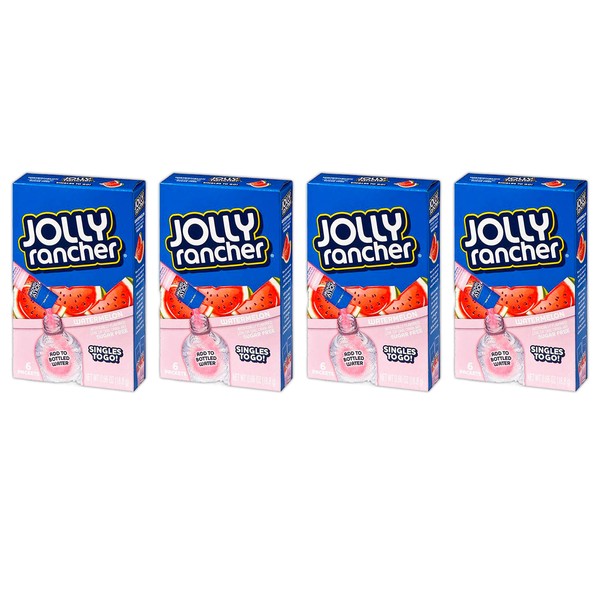 Jolly Rancher WATERMELON Singles to Go (4 Boxes of 6 Packets Each Box)