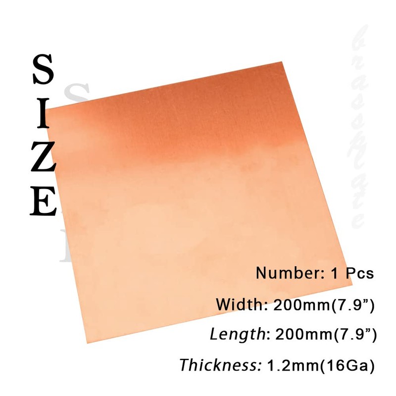 Tynulox 16 Gauge 99.9% Pure Copper Sheet, 1 Pcs (0.05"