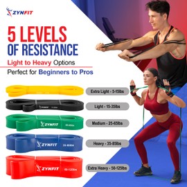 ZYNFIT - Set of 5 Resistance Bands with Door Anchor, Exercise Bands, Resistance Band for Working Out, Resistance Bands, Pull Up Bands, Stretch Bands for Physical Therapy, Exercise Bands Resistance